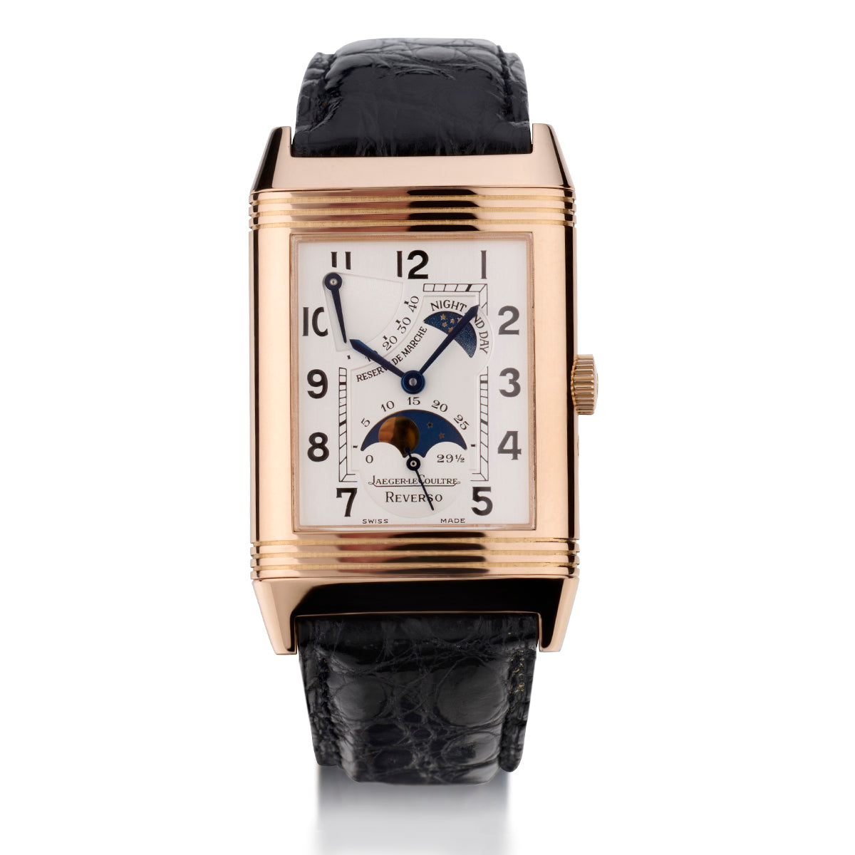 星20 Jaeger leCoultre Sun / Moon Rose Gold Reverso Watch. Ref: Q2752420