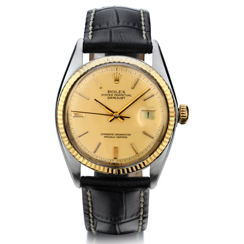 Rolex Datejust in Stainless Steel with 18kt Y/G Fluted Bezel. Ref: 1601