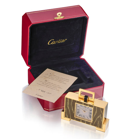 Cartier Art Deco Style Alarm Clock. Limited Edition. Zebra Design. Full Set