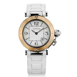 Cartier "Pasha de Cartier" in Stainless Steel with Yellow Gold Bezel. Ref: W3140001