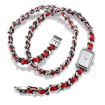 Chanel "Premiere" Iconic Steel and Leather Chain /Watch. Ref: H3749. B&P