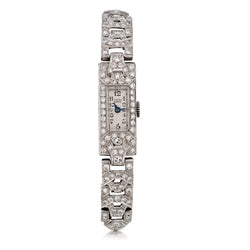 Platinum Vintage Art Deco Diamond Dress Watch. Lucina Geneve