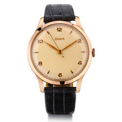 Mens Vintage Doxa 14kt Rose Gold Classic Wristwatch. Circa 1940