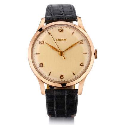 Mens Vintage Doxa 14kt Rose Gold Classic Wristwatch. Circa 1940