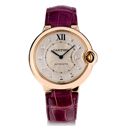 Cartier Ballon Bleu 18kt Rose Gold Diamond Dial Wristwatch. Ref 3003
