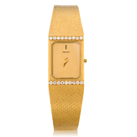 Ladies Seiko 18kt Yellow Gold Diamond Dress Watch. Ultra slim