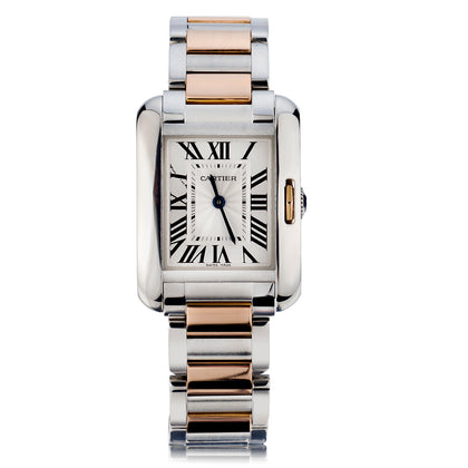 Cartier Ladies Tank Anglaise Steel & Rose Gold Wristwatch. Ref: 3485