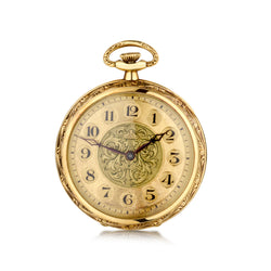 Vintage Omega 14kt Yellow Gold Decorative Dial Pocket Watch. Art Deco