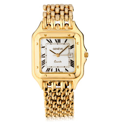 Unisex Geneve 14kt Yellow Gold Wristwatch.
