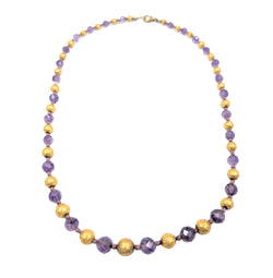14kt Gold Balls and Faceted Amethyst Spheres Necklace