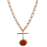 Vintage 9kt Rose Gold Chain with Green and Red Fob Chain