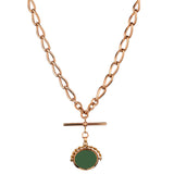 Vintage 9kt Rose Gold Chain with Green and Red Fob Chain