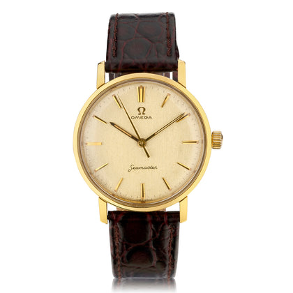 Mens 18kt Yellow Gold Omega Seamaster Vintage Watch. Circa 1962. B&P
