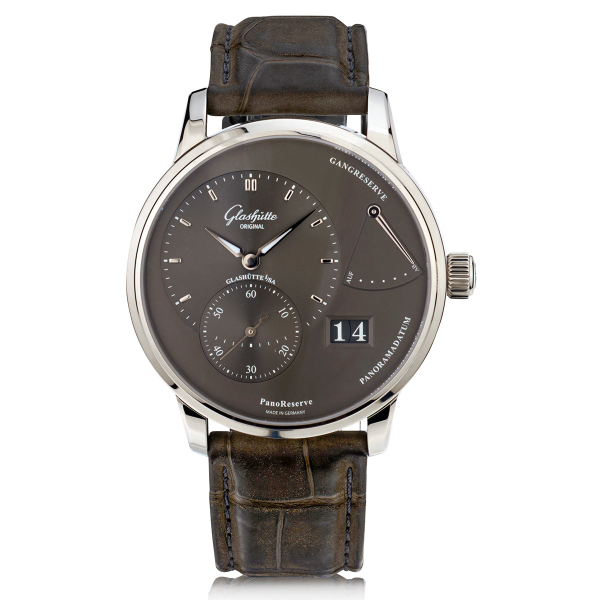 Glashutte Mens Original Panomatic Reserve Stainless Steel Wristwatch. Ref: 16501231202
