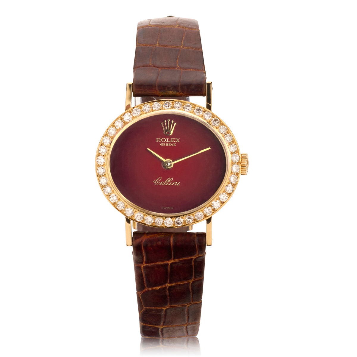 Rolex Cellini Red Vignette Dial in 18kt Yellow Gold. Vintage. Ref: 4081