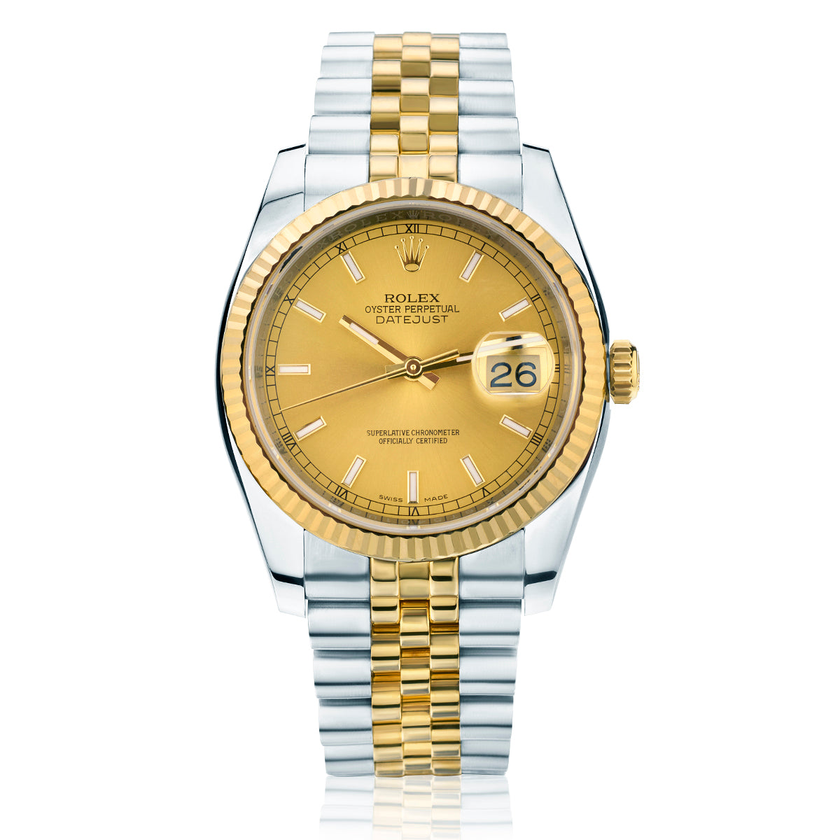 Rolex Oyster Perpetual Datejust Two-Tone White Dial Jubilee Watch. 36mm. Ref: 116233