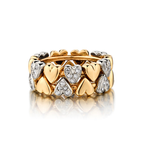 14kt Yellow and White Gold Diamond Heart Ring. 0.90ct Tw