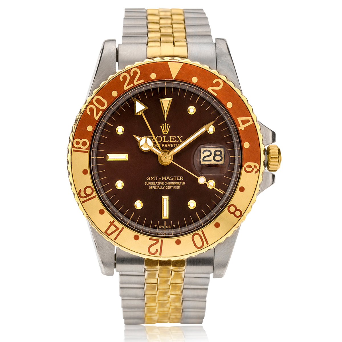 Rolex GMT TT Vintage Rootbeer Wristwatch. Ref: 1675. Circa 1975