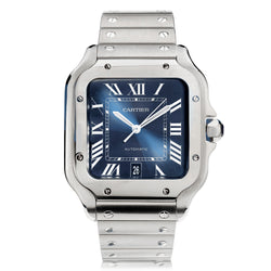 Cartier Santos Large in Stainless Steel. Blue Dial. Ref: 4072