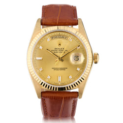 Rolex Oyster Perpetual Day-Date 18KT Yellow Gold Diamond Watch. Ref: 18038