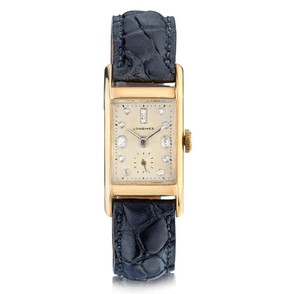 Unisex Longines 14kt Yellow Gold Vintage "Hour Glass"Watch. Circa 1950's.
