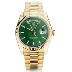 Rolex President Day-Date Yellow Gold Green Ombre Watch. Ref: 118238