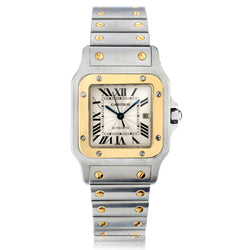 Cartier Santos Steel and 18kt Yellow Gold. Guilloche Dial. Ref: 2319