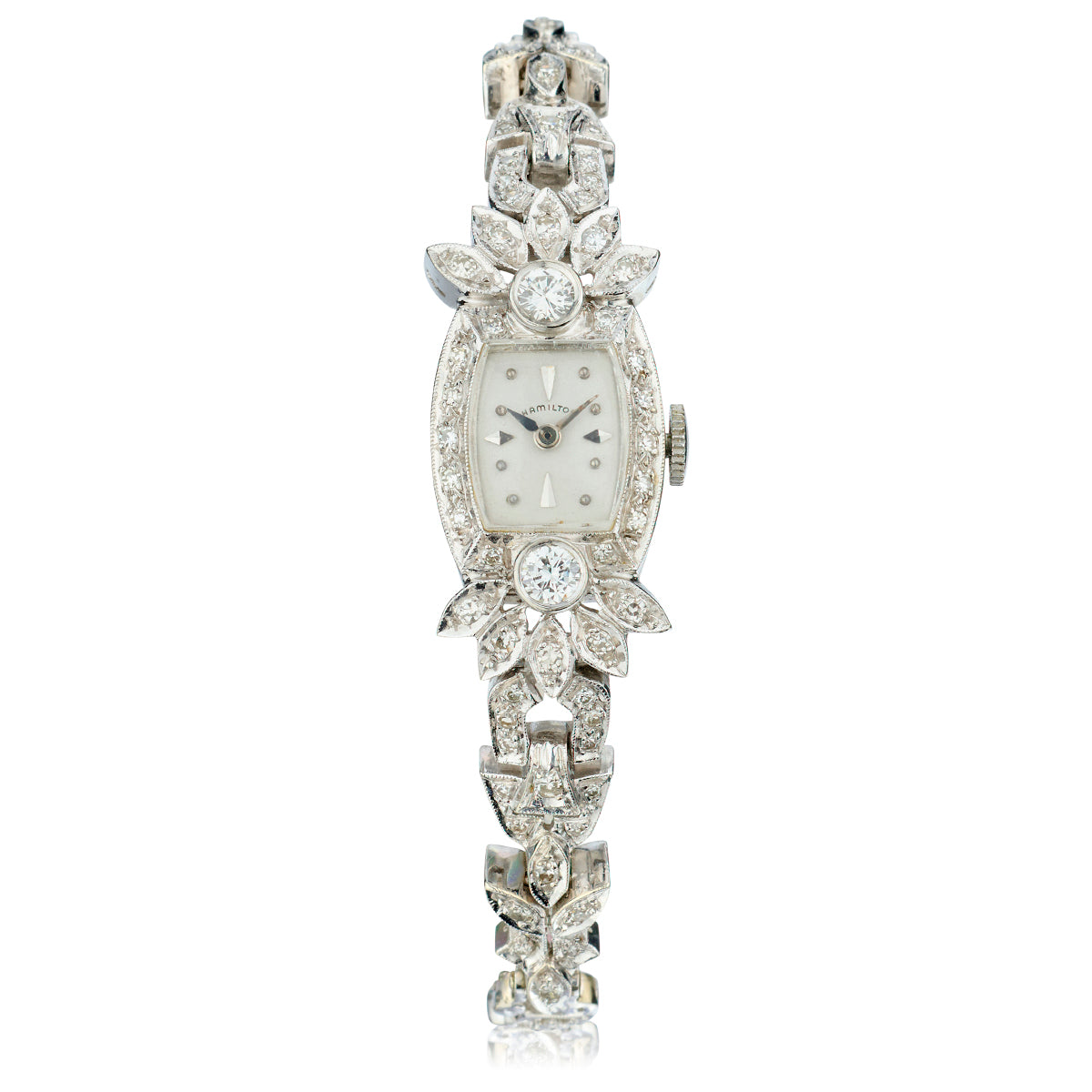 Ladies 14kt White Gold and Diamond Hamilton Wristwatch. 3.50ct Tw
