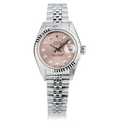 Rolex Ladies Datejust Steel Salmon Diamond Dial 26mm Watch. Ref: 79174