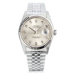 Rolex Oyster Perpetual Datejust Silver Diamond Dial Watch. Ref: 116234
