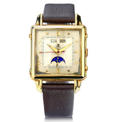 Gubelin Vintage Square Pink Gold Top Triple Calendar Moonphase.