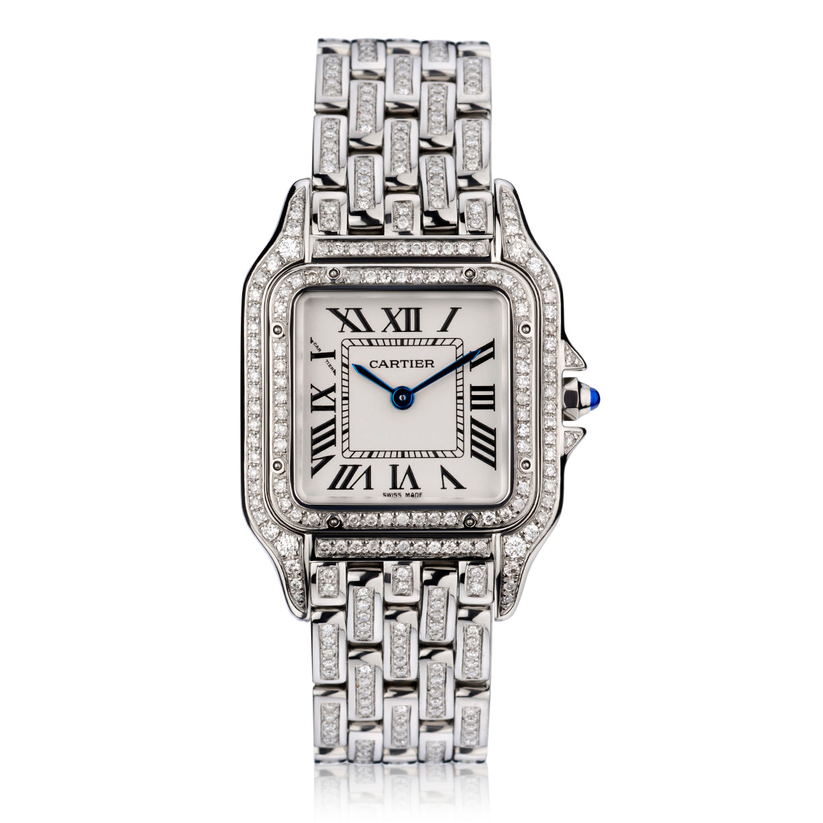 Cartier Stainless Steel Panthere set with Custom Diamonds . Ref: 4016/WSPN0007
