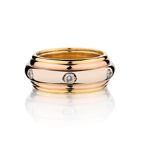 Cartier Saturn Diamond Tri-Colour Ring. Size 54 (6)