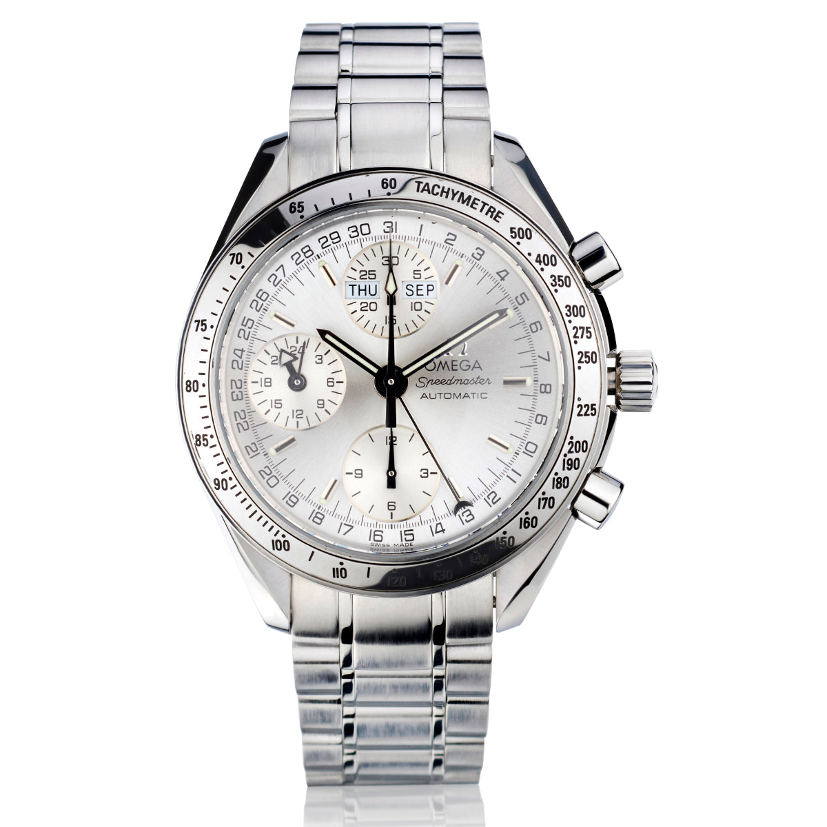 Omega Speedmaster Day / Date Wristwatch in Stainless Steel. Ref: 3523.30