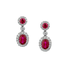 Ruby and Diamond Drop / Pendant Earrings. 18kt White Gold