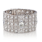 Art-Deco European Cut Diamond-Enveloped Platinum Bracelet