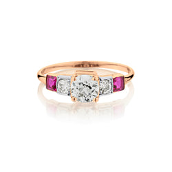 Ladies 14kt Yellow Gold Ruby and Diamond Ring.