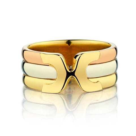 Unisex 14kt Tri Colour C Band. Weight: 16 Grams