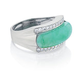 18kt White Gold Jade and Diamond Ring.