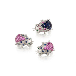18kt White Gold 3 x Bee Grouping set with Diamonds, Pink and Blue Sapphires