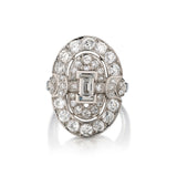 Vintage Ladies Platinum and Diamond Ring. Art Deco Era