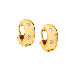 Tiffany & Co 18kt Yellow Gold and Platinum Small "Etoile" Hoop Earrings