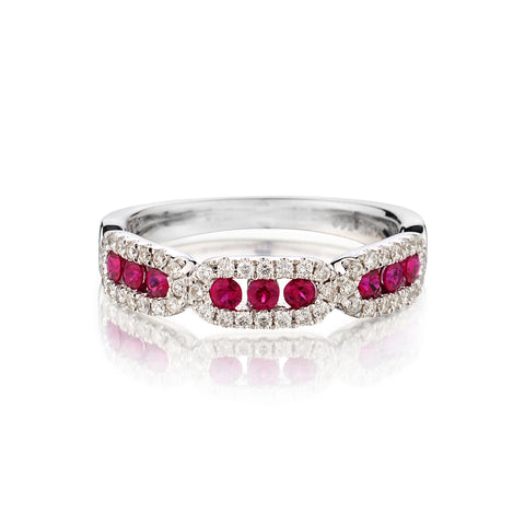 18kt White gold Ruby and Diamond Band Ring