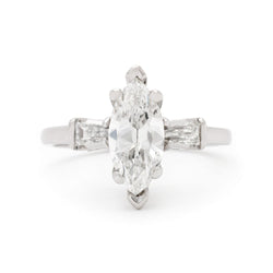 1.02 Carat Natural Marquise Cut Diamond Ring. 14kt White Gold