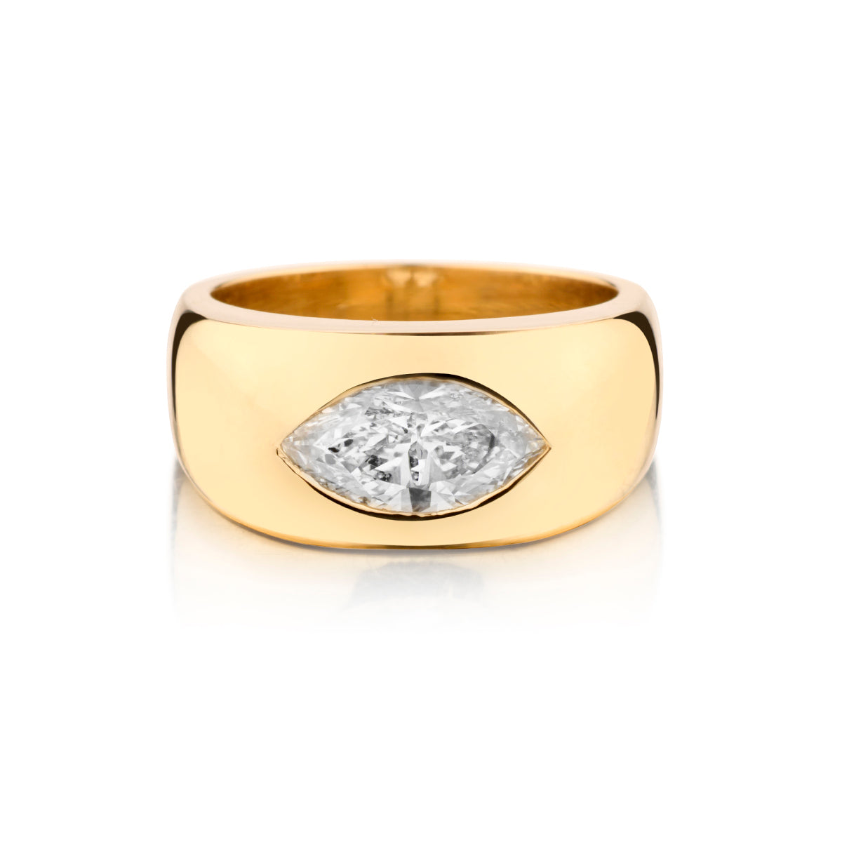 Handmade 14kt Yellow Gold Diamond Ring. 1.75ct Marquise Cut Diamond