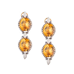 Ladies 18kt Yellow Gold Citrine and Diamond Drop / Pendant Earrings.