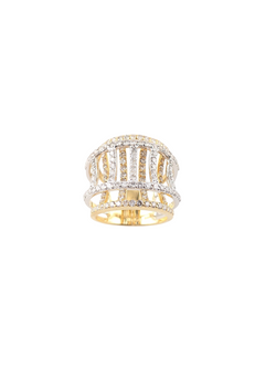 18kt YELLOW AND WHITE GOLD DIAMOND COCKTAIL RING 3ct Tw.
