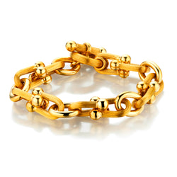 Ladies 18kt Yellow Gold Chunky Link Bracelet with Toggle Clasp. 39 Grams