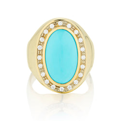 Turquoise and Diamond Ring in 18kt Yellow Gold