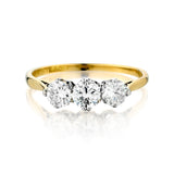 Vintage 18kt Yellow Gold and Platinum 3-stone European Cut Diamond Ring - view 1